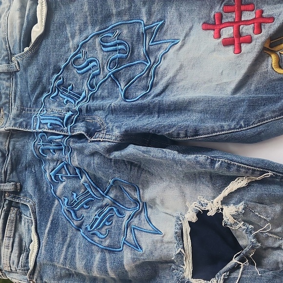 Smoke Rise Stylish Blue Distressed  Jeans - Picture 2 of 10